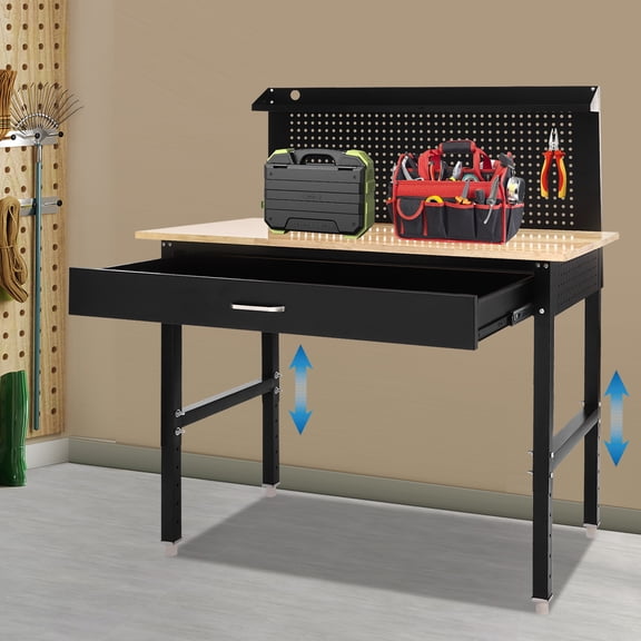 48"W x 24"D Adjustable Height Workbench, Computer Table, Desk, Dining Table for Garages, Gardens, Homes, Offices