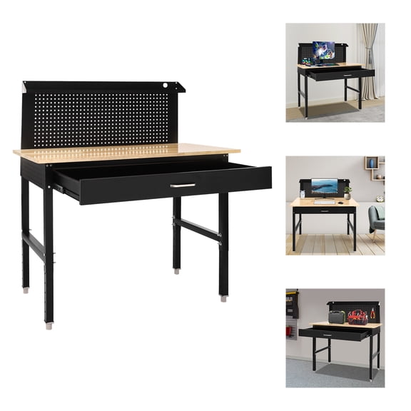 48"W x 24"D Height Adjustable Workbench, Craft Table for Garages, Gardens, Homes, Offices