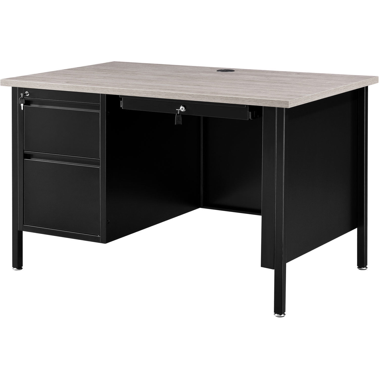 Gray Laminate Top Steel Teachers Desk with Filing Cabinet