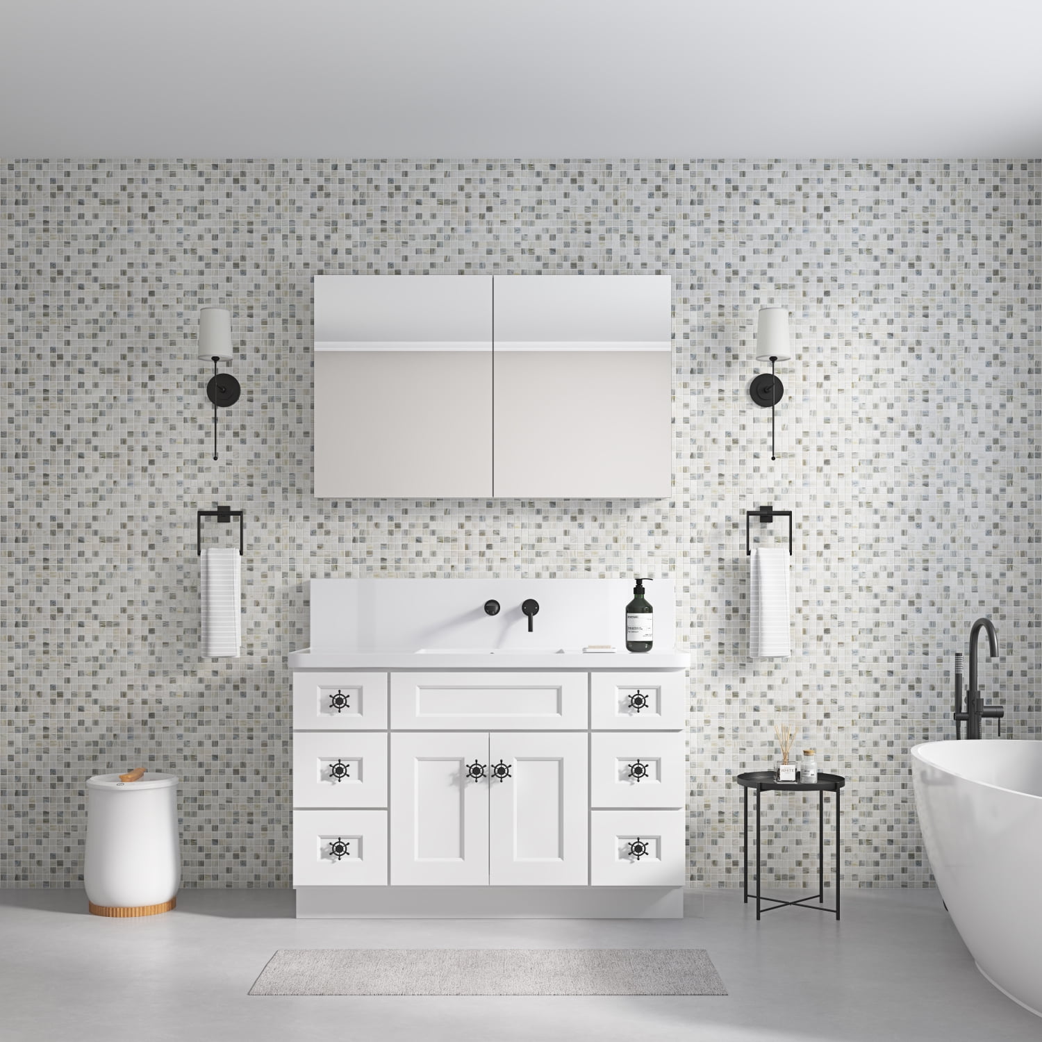 48‘‘ W x 30‘‘ H Surface Frameless Mirror Medicine Cabinet Beveled ...