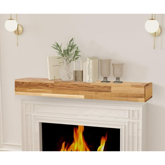 48" Western Red Cedar Wood Fireplace Mantel | Wall-Mounted & Floating Shelf for Home Decor