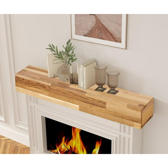 48" Western Red Cedar Wood Fireplace Mantel | Wall-Mounted & Floating Shelf for Home Decor