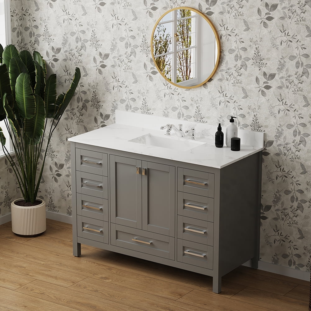 48"White Bathroom Vanity with Sink Combo,Mid-Century Bathroom Sink ...