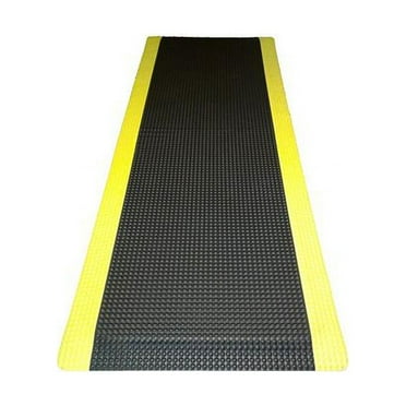 48" Wide, Rhino Mats, Reflex  Anti-fatigue Mat, Black w/ Yellow Borders, 5/8" Thick, Choose Length