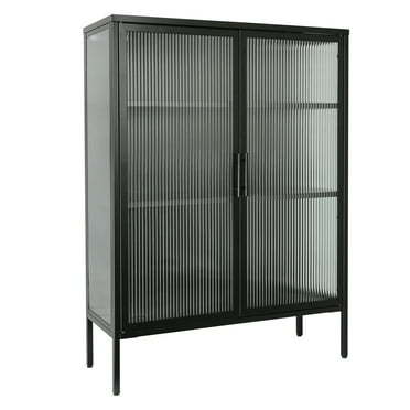 Displays2go Glass Wall Cabinets with LED Lights, Aluminum, Tempered ...