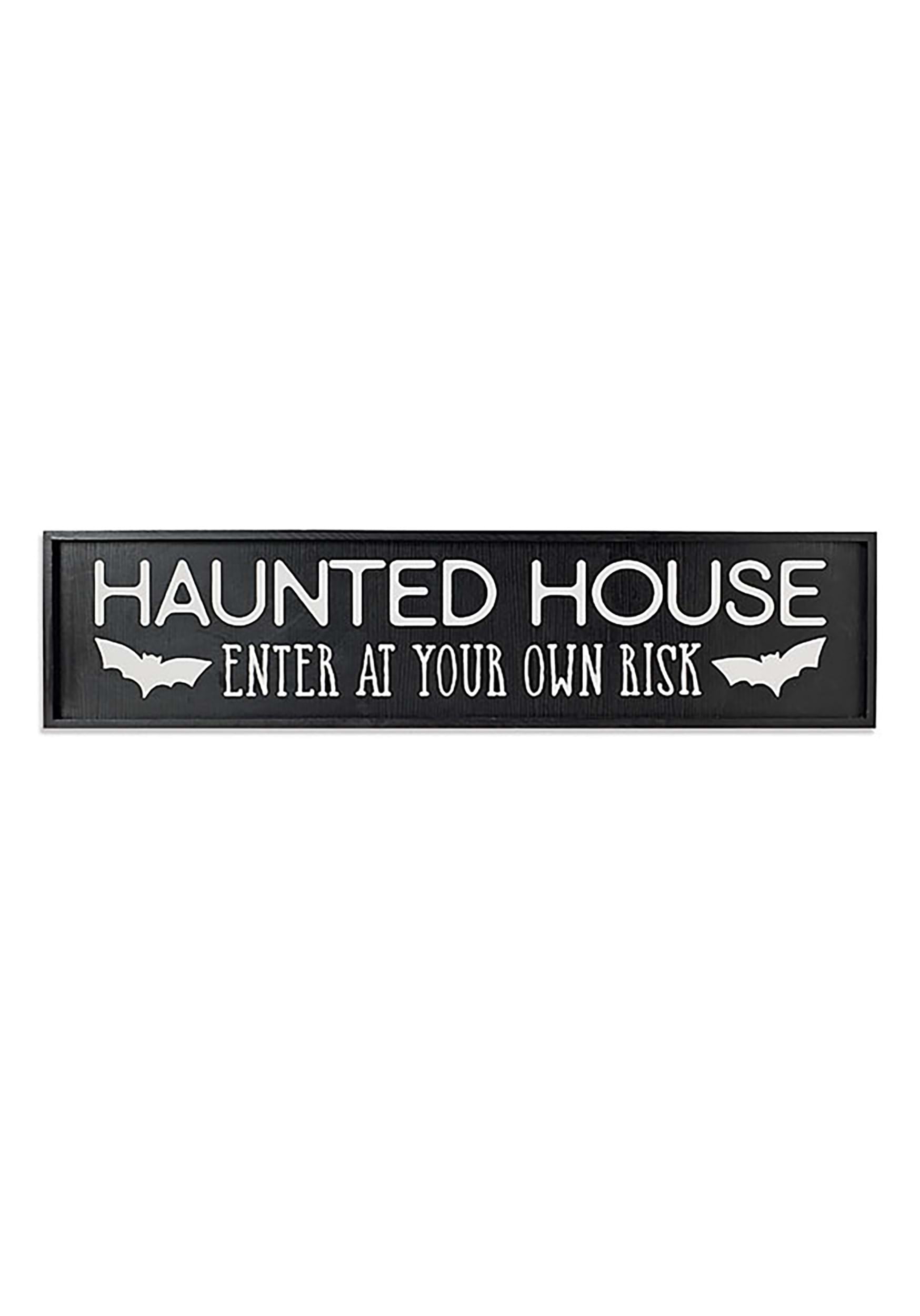 48" Black Wood Halloween Haunted House Sign