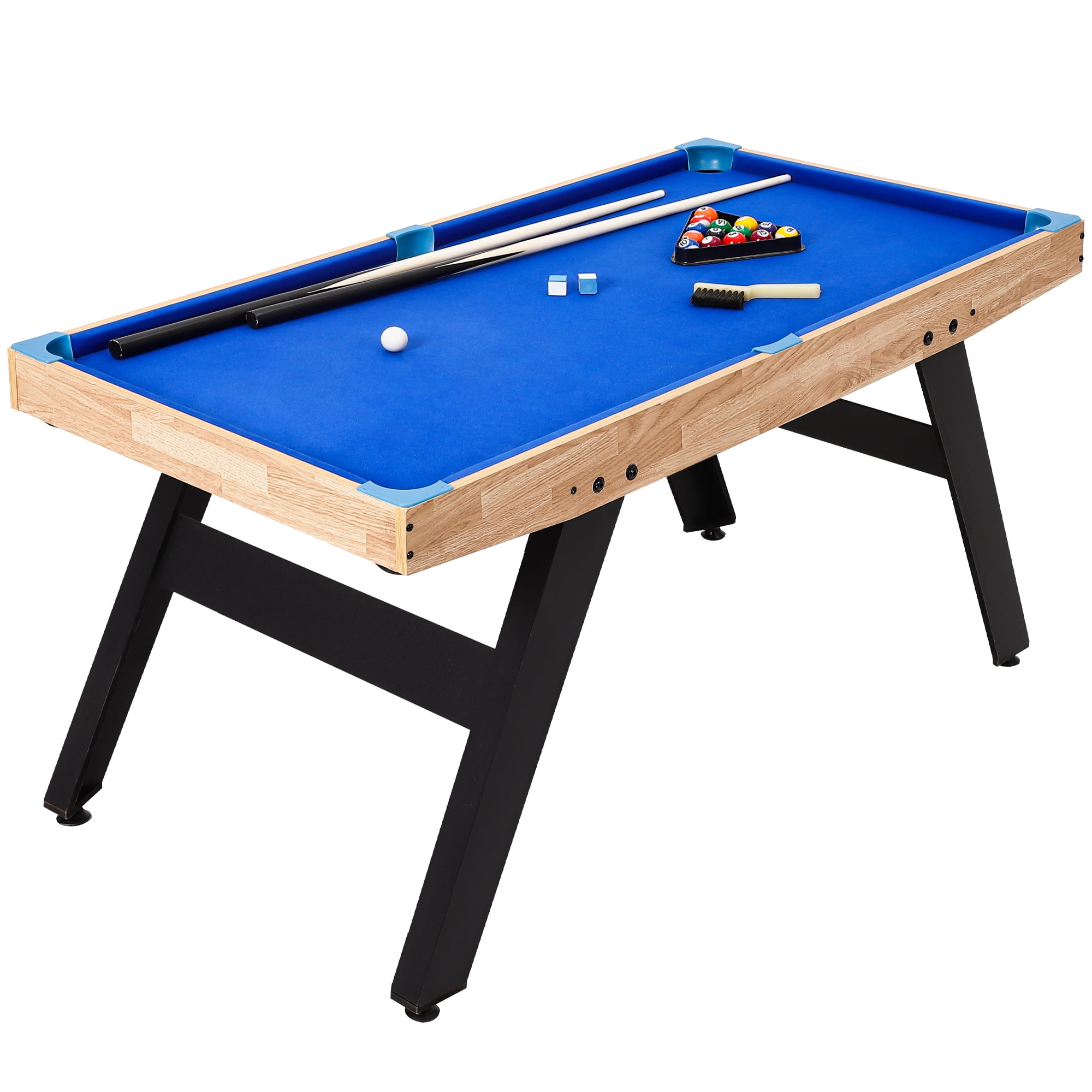 PINPOINT Pool Table | 7FT WOODEN FINISH TABLE + 2x Cues, Balls, Chalk &  Triangle
