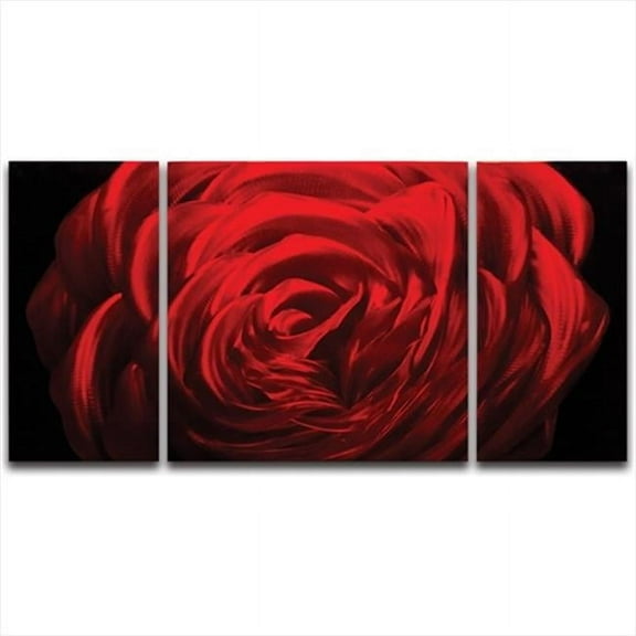 48 X 24 in. Midnight Rose 3-Paneled Handmade Metal Wall Art