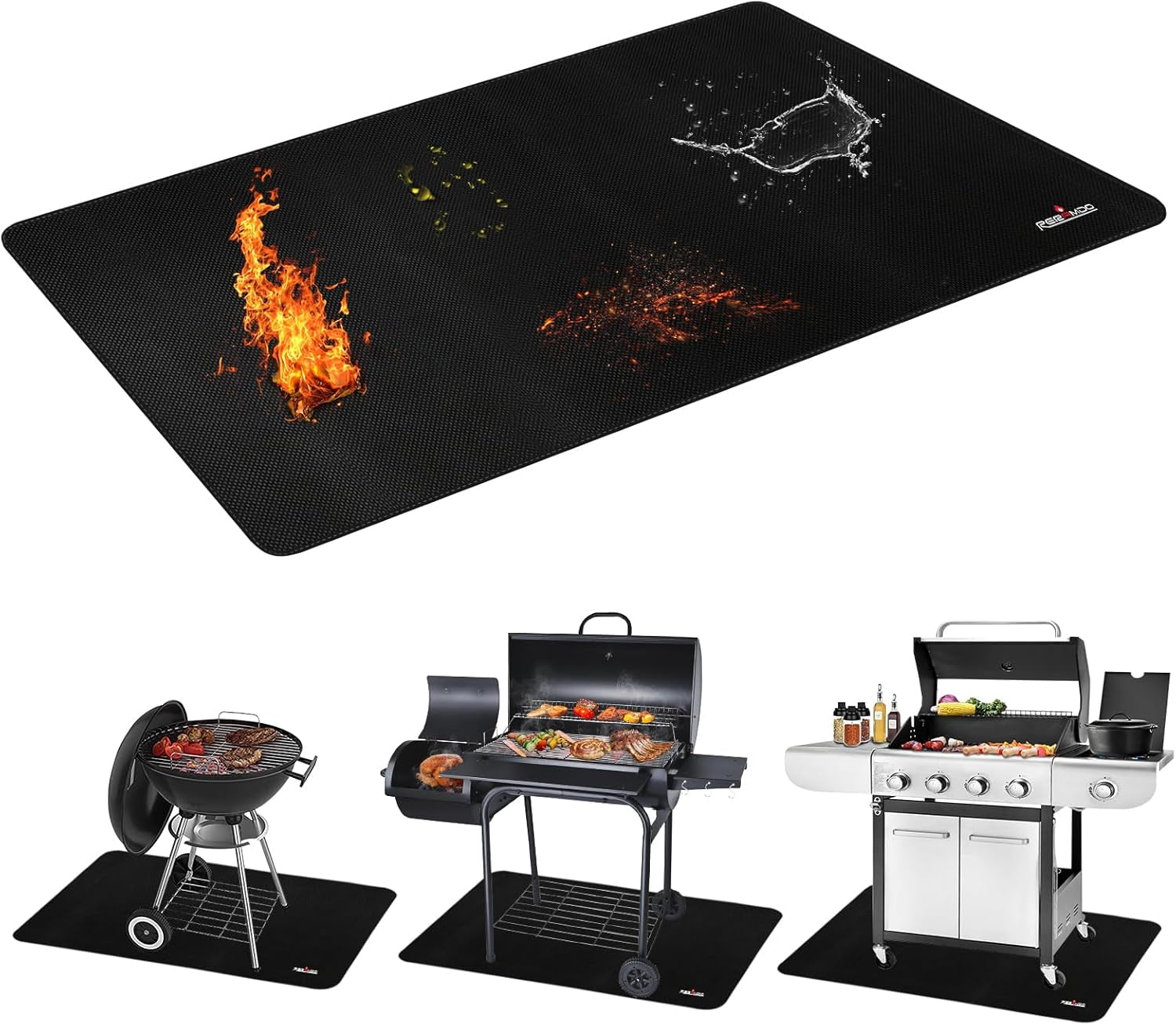 48 X 30 Inch Under Grill Mats for Outdoor Grill, Double-Sided Fireproof ...