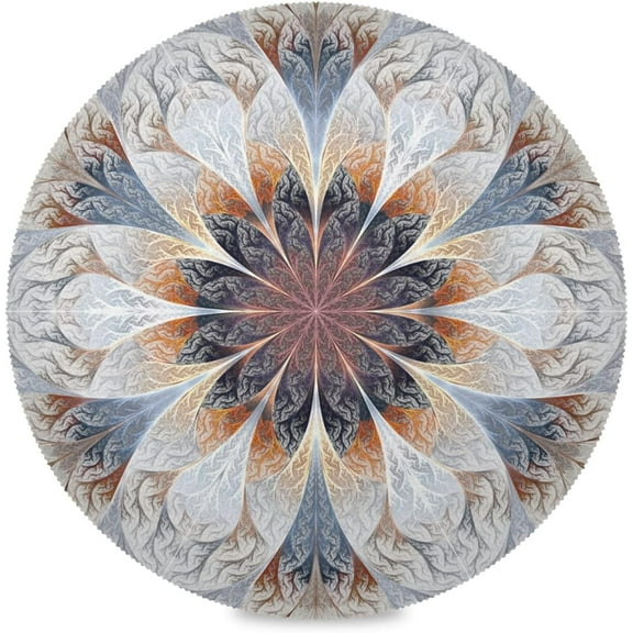 48"X 48" Beautiful Grey Flower Elastic Fitted Edged Round Tablecloth Fade Resistant Anti-Shrink Table Cloth Washable Table Cover for Banquet Home Indoor or Outdoor