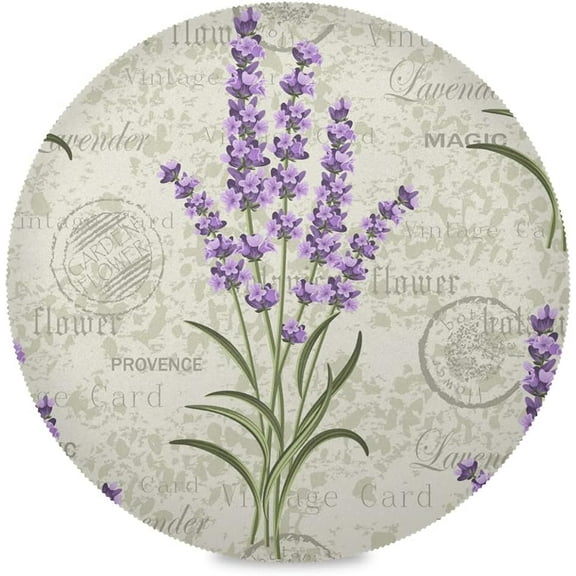 48"X 48" Beautiful Lavender Vintage Flowers Elastic Fitted Edged Round Tablecloth Fade Resistant Anti-Shrink Table Cloth Washable Table Cover for Banquet Home Indoor or Outdoor