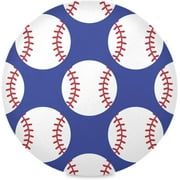 48"X 48" Blue Baseball Pattern Elastic Fitted Edged Round Tablecloth Fade Resistant Anti-Shrink Table Cloth Washable Table Cover for Banquet Home Indoor or Outdoor