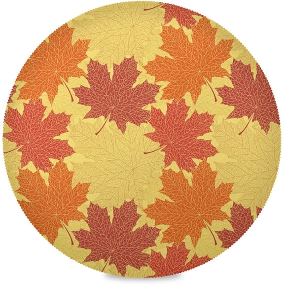 48"X 48" Fall Maple Leaf Elastic Fitted Edged Round Tablecloth Fade Resistant Anti-Shrink Table Cloth Washable Table Cover for Banquet Home Indoor or Outdoor