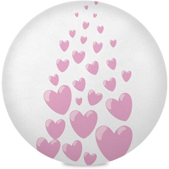 48"X 48" Floating Pink Love Hearts Elastic Fitted Edged Round Tablecloth Fade Resistant Anti-Shrink Table Cloth Washable Table Cover for Banquet Home Indoor or Outdoor