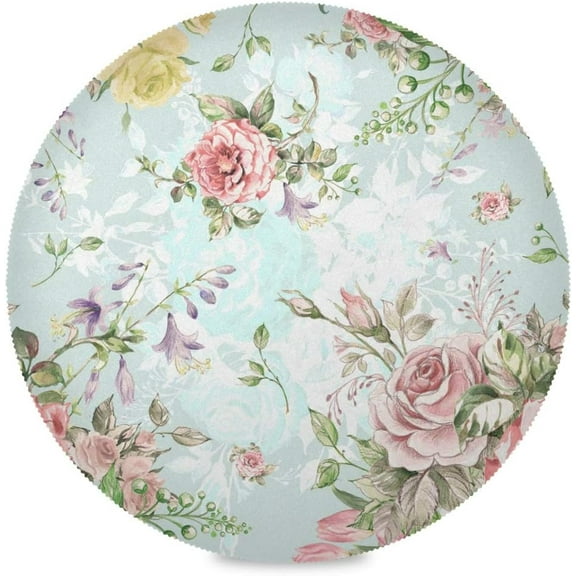 48"X 48" Flower Bouquet Pattern Elastic Fitted Edged Round Tablecloth Fade Resistant Anti-Shrink Table Cloth Washable Table Cover for Banquet Home Indoor or Outdoor