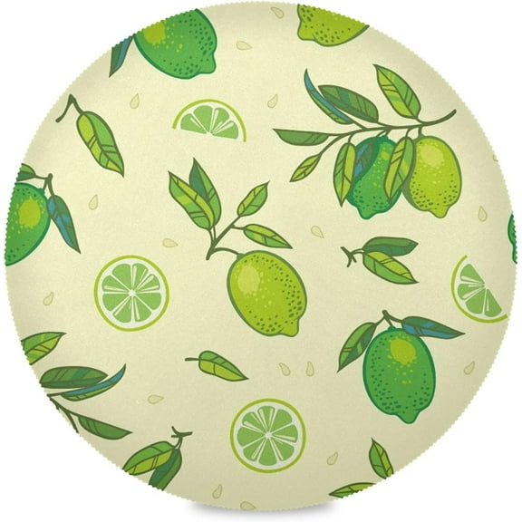 48"X 48" Fruit Lemon Tress Pattern Elastic Fitted Edged Round Tablecloth Fade Resistant Anti-Shrink Table Cloth Washable Table Cover for Banquet Home Indoor or Outdoor