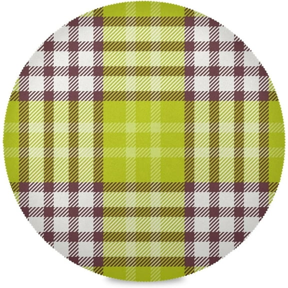 48"X 48" Green Scottish Check Plaid Buffalo Elastic Fitted Edged Round Tablecloth Fade Resistant Anti-Shrink Table Cloth Washable Table Cover for Banquet Home Indoor or Outdoor