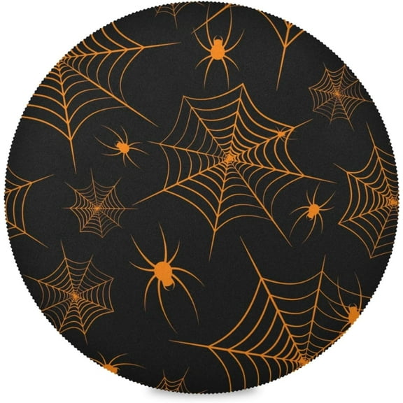 48"X 48" Halloween Spiderweb Elastic Fitted Edged Round Tablecloth Fade Resistant Anti-Shrink Soft Table Cloth Washable Table Cover for Banquet Home Indoor or Outdoor