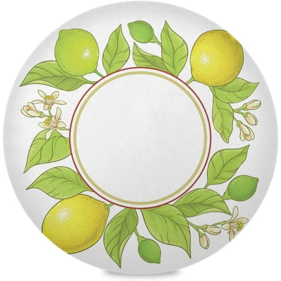 48"X 48" Lemon Branch Elastic Fitted Edged Round Tablecloth Fade Resistant Anti-Shrink Table Cloth Washable Table Cover for Banquet Home Indoor or Outdoor