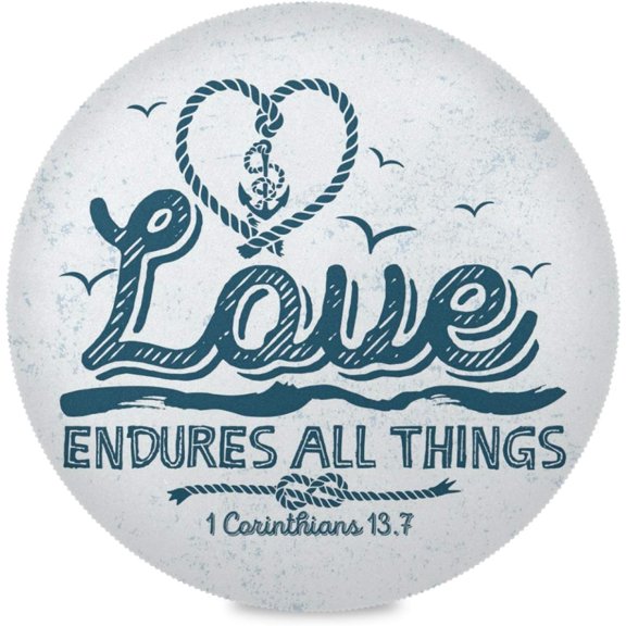 48"X 48" Love Endures All Things Elastic Fitted Edged Round Tablecloth Fade Resistant Anti-Shrink Table Cloth Washable Table Cover for Banquet Home Indoor or Outdoor