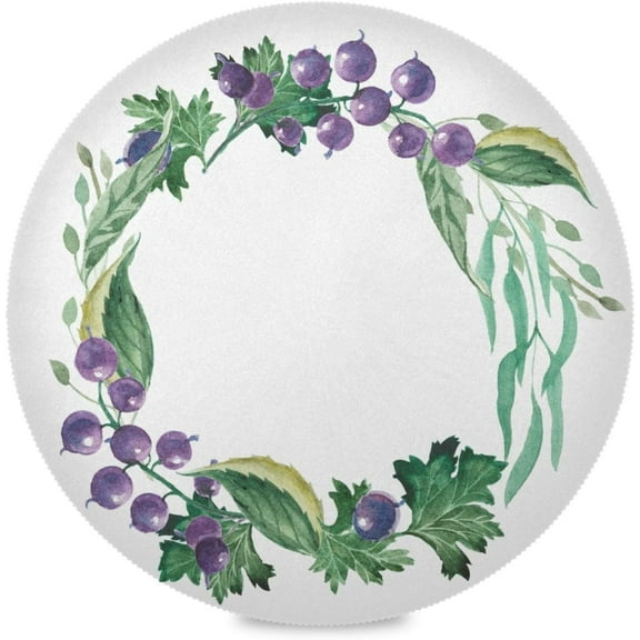 48"X 48" Purple Fruit Grapes Elastic Fitted Edged Round Tablecloth Fade Resistant Anti-Shrink Table Cloth Washable Table Cover for Banquet Home Indoor or Outdoor