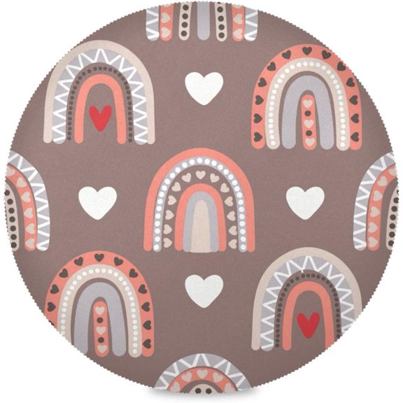 48"X 48" Rainbow and Heart Elastic Fitted Edged Round Tablecloth Fade Resistant Anti-Shrink Table Cloth Washable Table Cover for Banquet Home Indoor or Outdoor