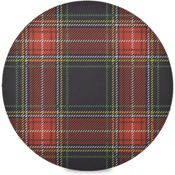 48"X 48" Red Black Grid Check Plaid Elastic Fitted Edged Round Tablecloth Fade Resistant Anti-Shrink Table Cloth Washable Table Cover for Banquet Home Indoor or Outdoor