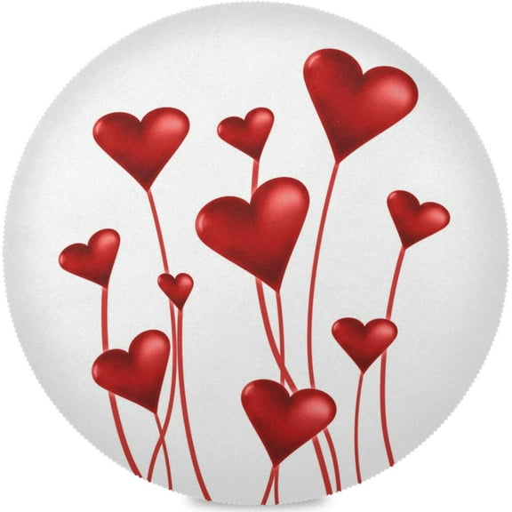 48"X 48" Red Heart Flowers Valentine, Round Tablecloth Waterproof Anti-Shrink Soft Polyester Table Cloth Washable Table Cover for Banquet Home Indoor or Outdoor