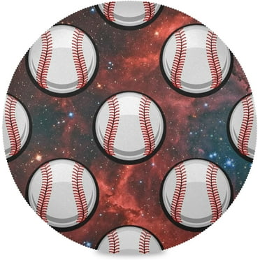 48"X 48" Red Nebula Galaxy Space Baseball Elastic Fitted Edged Round Tablecloth Fade Resistant Anti-Shrink Table Cloth Washable Table Cover for Banquet Home Indoor or Outdoor