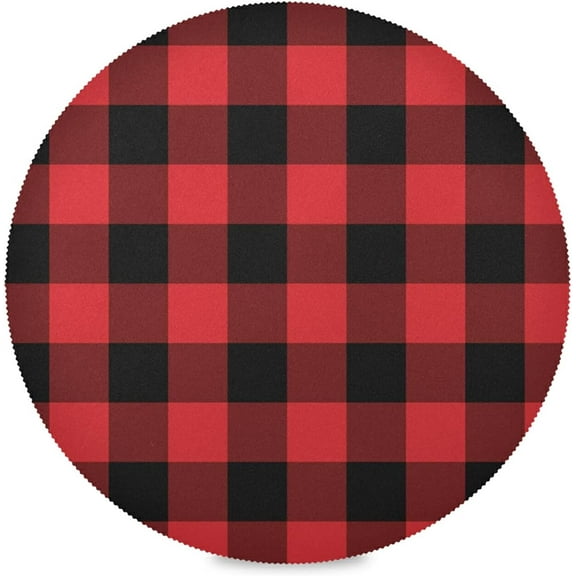 48"X 48" Red Plaid Elastic Fitted Edged Round Tablecloth Fade Resistant Anti-Shrink Table Cloth Washable Table Cover for Banquet Home Indoor or Outdoor