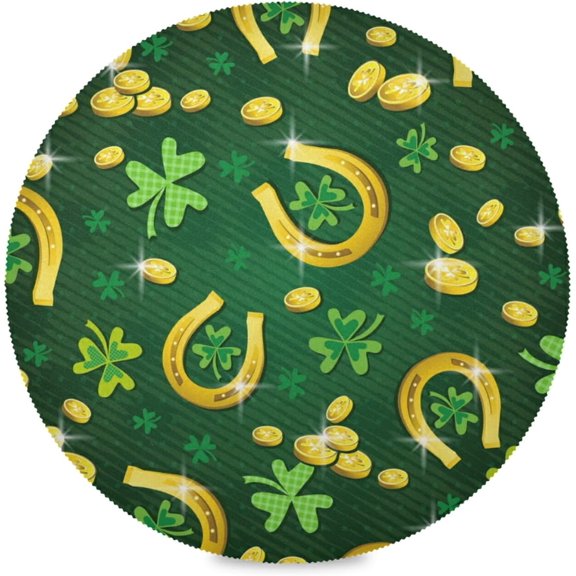 48"X 48" St Patrick's Day Shamrock Elastic Fitted Edged Round Tablecloth Fade Resistant Anti-Shrink Table Cloth Washable Table Cover for Banquet Home Indoor or Outdoor