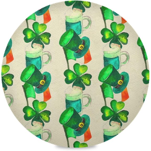 48"X 48" St Patricks Day Hat Elastic Fitted Edged Round Tablecloth Fade Resistant Anti-Shrink Table Cloth Washable Table Cover for Banquet Home Indoor or Outdoor