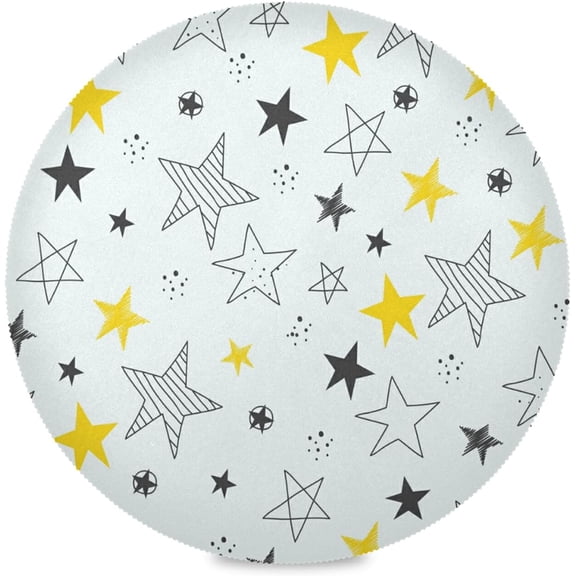 48"X 48" Stars Elastic Fitted Edged Round Tablecloth Fade Resistant Anti-Shrink Table Cloth Washable Table Cover for Banquet Home Indoor or Outdoor