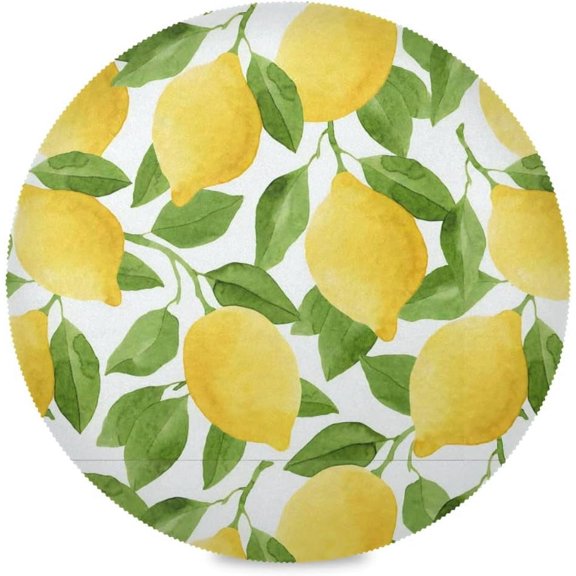 48"X 48" Watercolor Yellow Elastic Fitted Edged Round Tablecloth Fade Resistant Anti-Shrink Table Cloth Washable Table Cover for Banquet Home Indoor or Outdoor