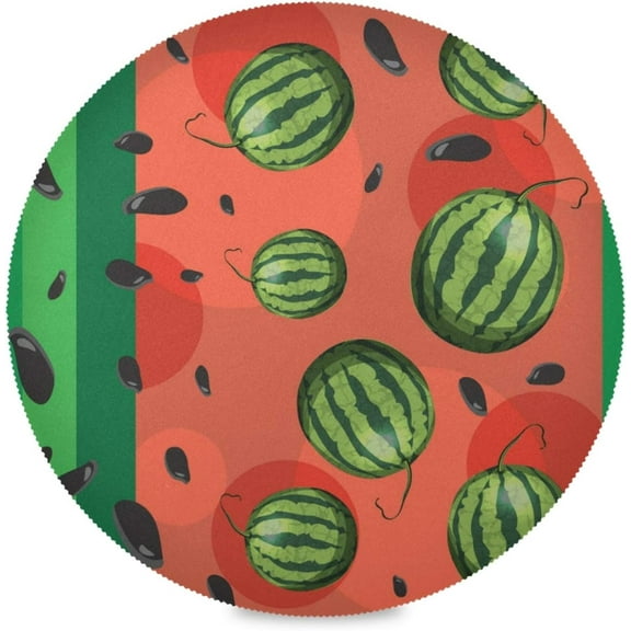 48"X 48" Watermelon and Seeds Elastic Fitted Edged Round Tablecloth Fade Resistant Anti-Shrink Table Cloth Washable Table Cover for Banquet Home Indoor or Outdoor