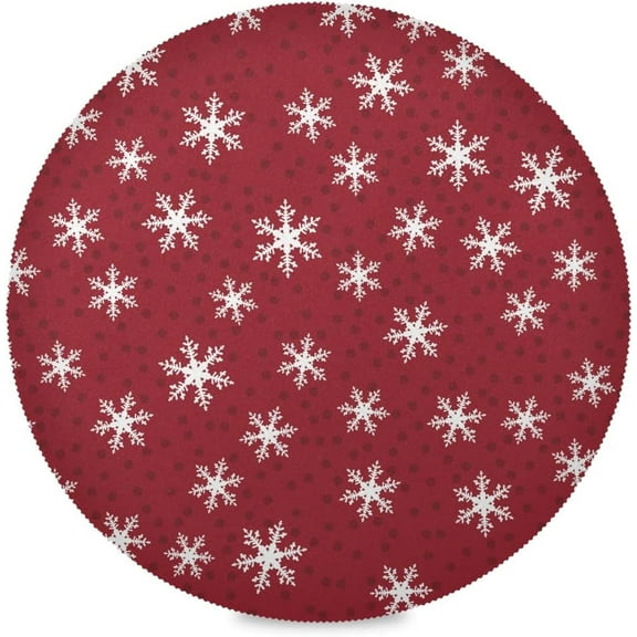 48"X 48" Winter Snowflake Elastic Fitted Edged Round Tablecloth Fade Resistant Anti-Shrink Table Cloth Washable Table Cover for Banquet Home Indoor or Outdoor