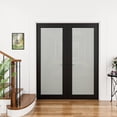 thumbnail image 1 of 48" X 80" 1-Lite Frosted Glass Black Solid Core French Door, 1 of 7
