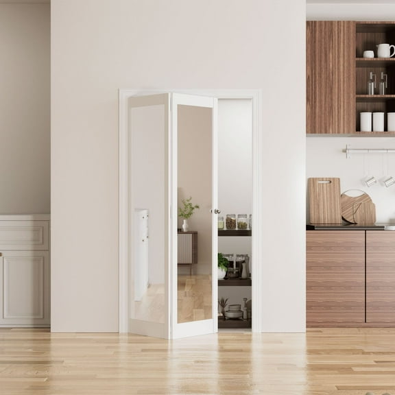 48'' X 80'' 1 Lite Mirrored Bifold Door Double Interior Doors