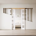 thumbnail image 1 of 48" X 80" Frosted Glass 5-Lite Sliding Pocket Door White Standard Door with Hardware Kit Set, 1 of 8