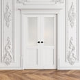 thumbnail image 1 of 48" X 80" Interior Frosted Glass Paneled French Doors Solid Double Doors With Hardware Kit / Handles, 1 of 8