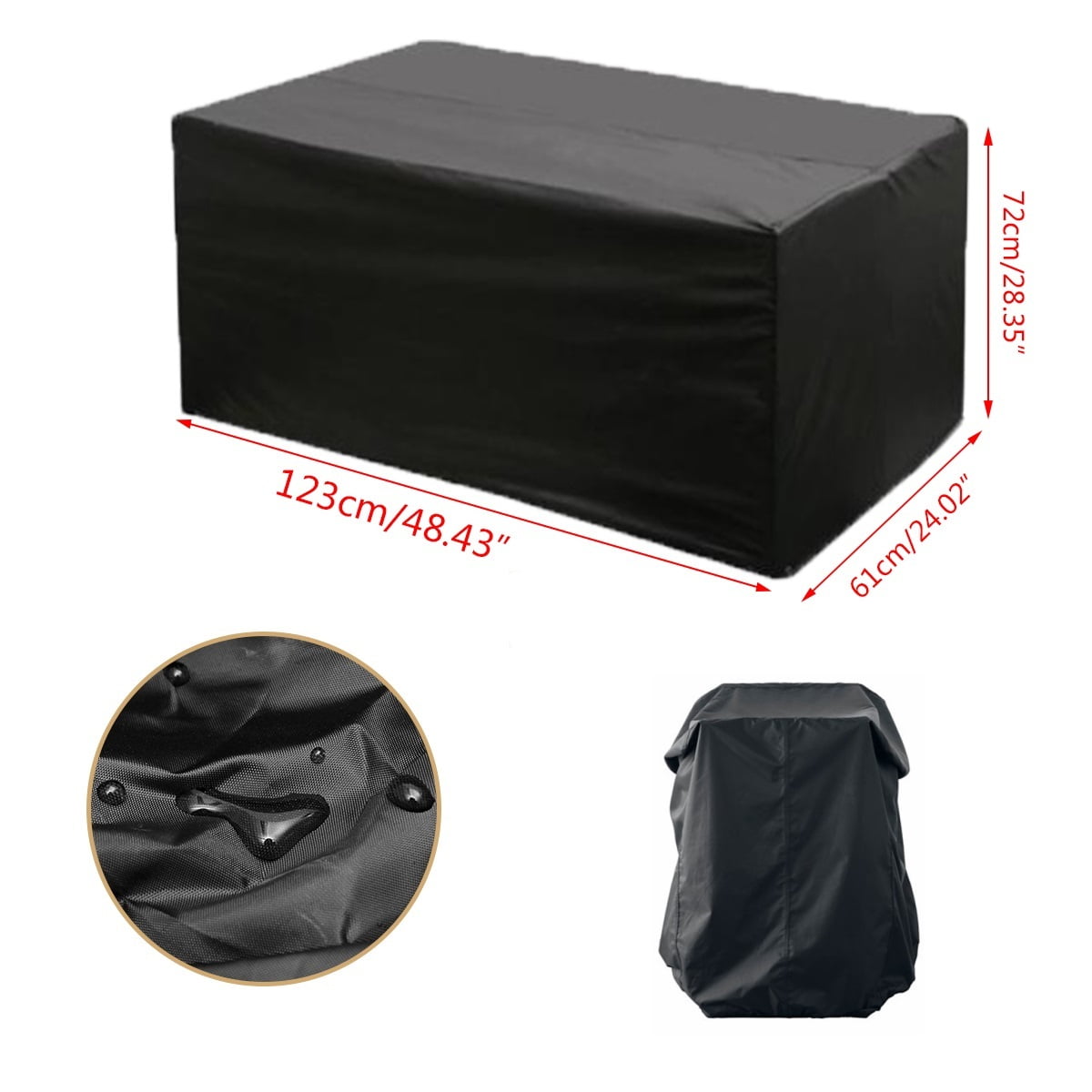 48''X24''X28'' Waterproof Patio Furniture Cover with Drawstring Sun Rain Snow Heavy Duty