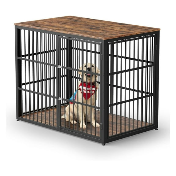 48'' XXL Pet Dog Crate Furniture with 3 Doors,Wooden Crate End Table Heavy Duty Indoor Combination Cage for Medium to Large Dogs, Multiple Units Can be Combined
