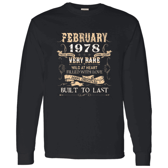 48 Years Old 48Th Birthday Legend Vintage February 1978 Bday Long Sleeve Shirt