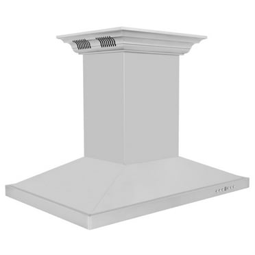 48" ZLINE CrownSound Ducted Vent Island Mount Range Hood in Stainless Steel with Built-in Bluetooth Speakers (GL2iCRN-BT-48)