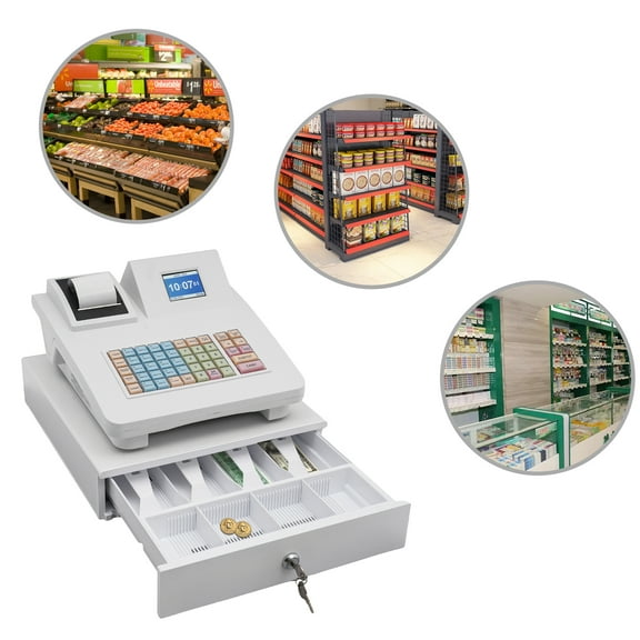 48-button Cash Register 36*33.5cm Cash Register 48W White Commercial Cash Register for Supermarkets