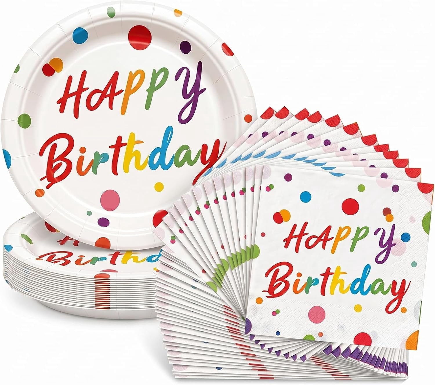 48 count Happy Birthday Decorations, Birthday Plates and Napkins, 7 ...