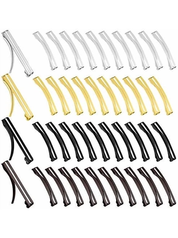 48 count Open Center Hair Barrettes Clips for Women Thin Hair, 4 Colors | Bar barrettes pack, black coffee, metal snap, no slip hold, fine hair friendly, everyday styling