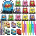 48 count Party Favor Bags Comic Heroes Drawstring Backpacks Set ...