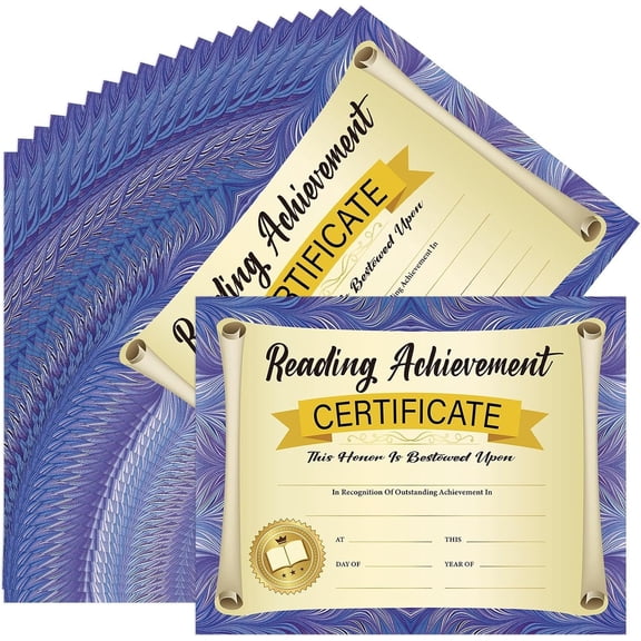 48 count Reading Achievement Certificate 11 x 8.5 Inches Paper Awards Recognition Achievement Certificate for Graduation Party Supplies Graduation Awards Grad Wishes Favors