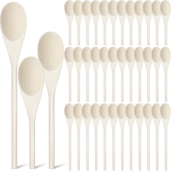 48 count Wooden Spoons Bulk for Cooking Crafts, 8, 10, 12 Inch Wooden Spoons Stirring Cooking Spoon Set for Crafts Baking Kitchen Stirring Eating Tasting Cookware